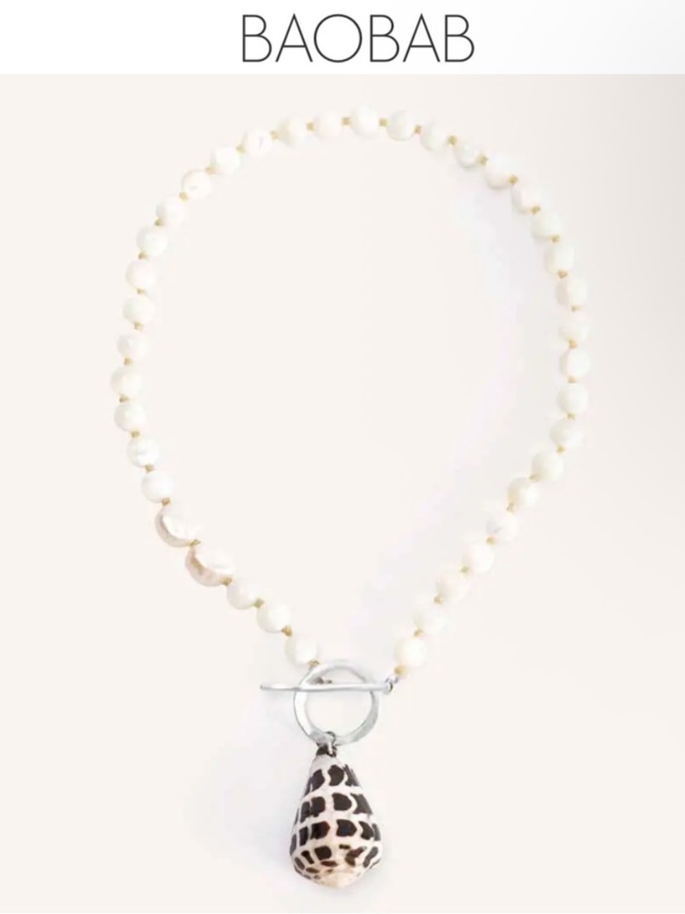 BAOBAB Nassa Shell Pendant Necklace - Alabaster Shell Collection NWT